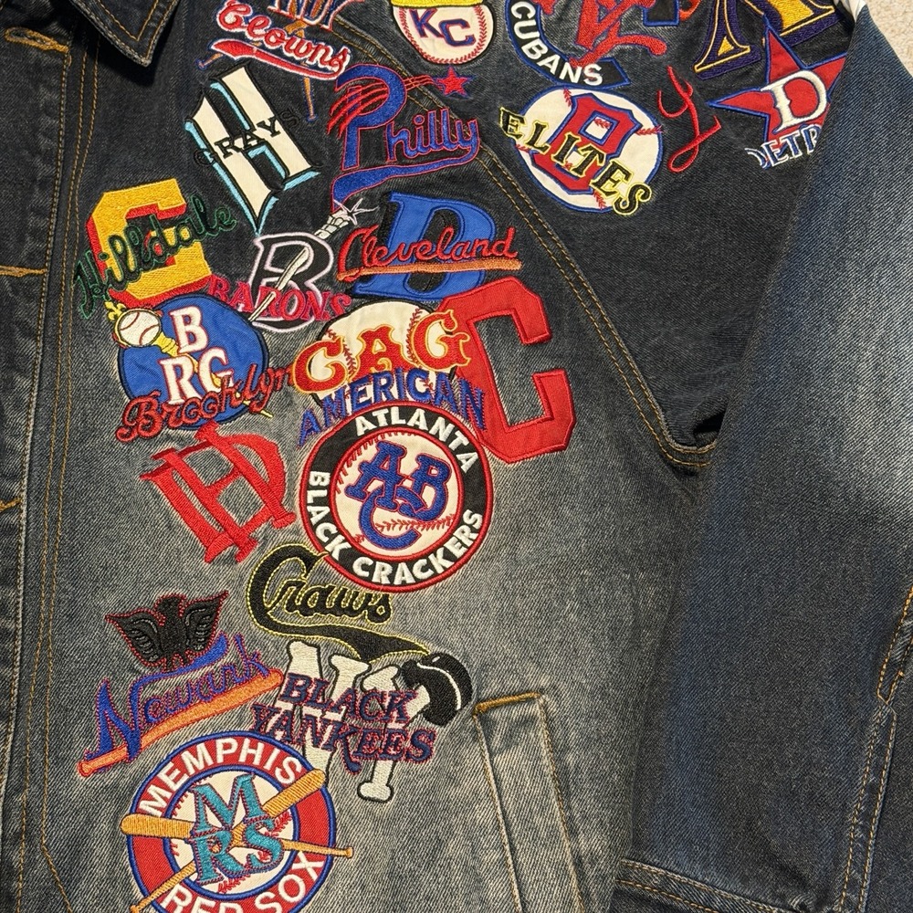 Negro League Baseball Museum NLBM NLBPA MLB Embroidered Denim Jacket Pants Set - Picture 7 of 16